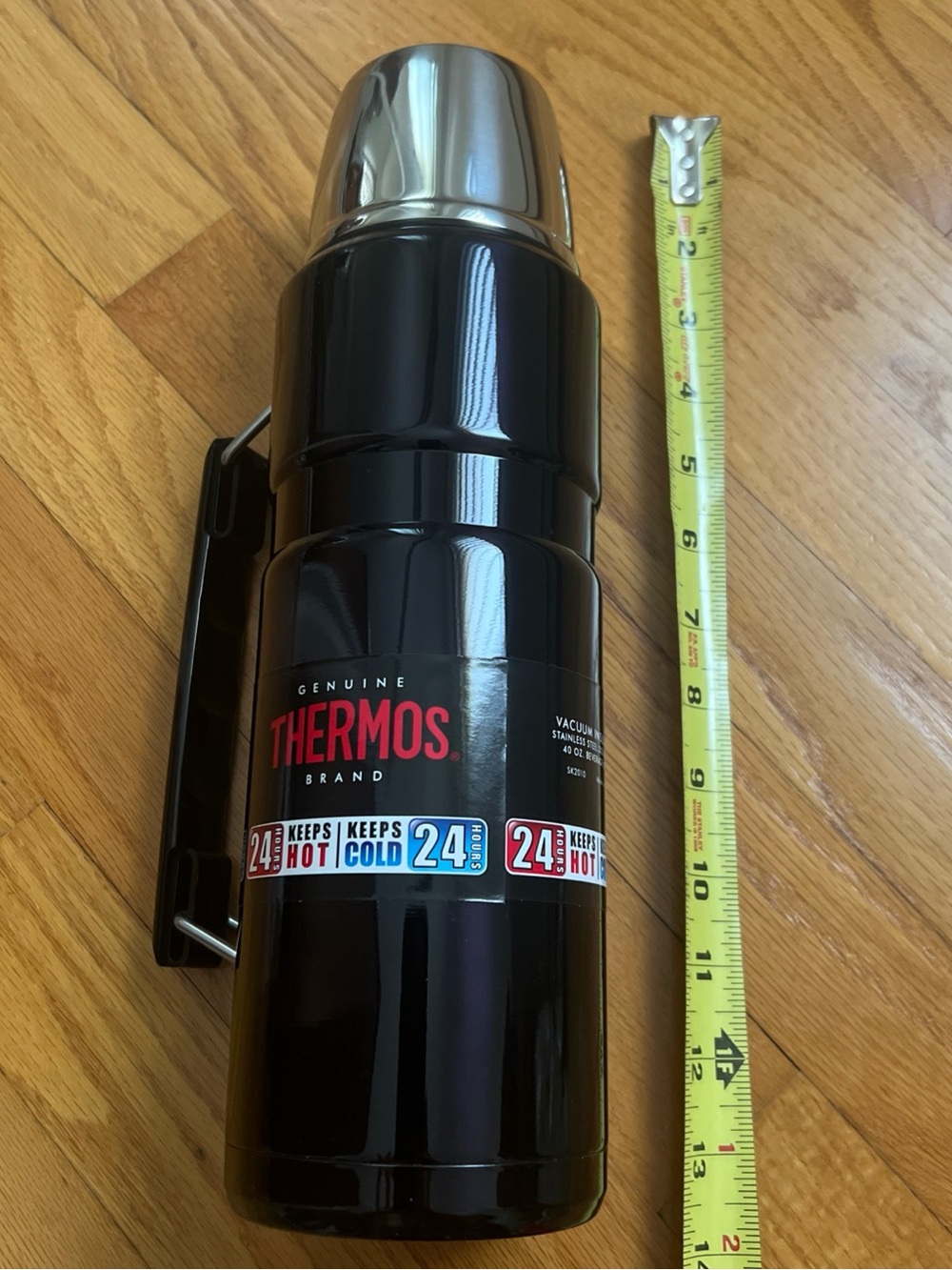 Thermos Black & Silver Vacuum Flask - Thermos Brand